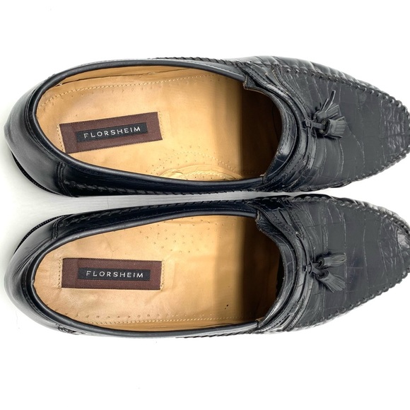 Florsheim Loafers Pisa tassel crocodile black SZ 13. main image 12